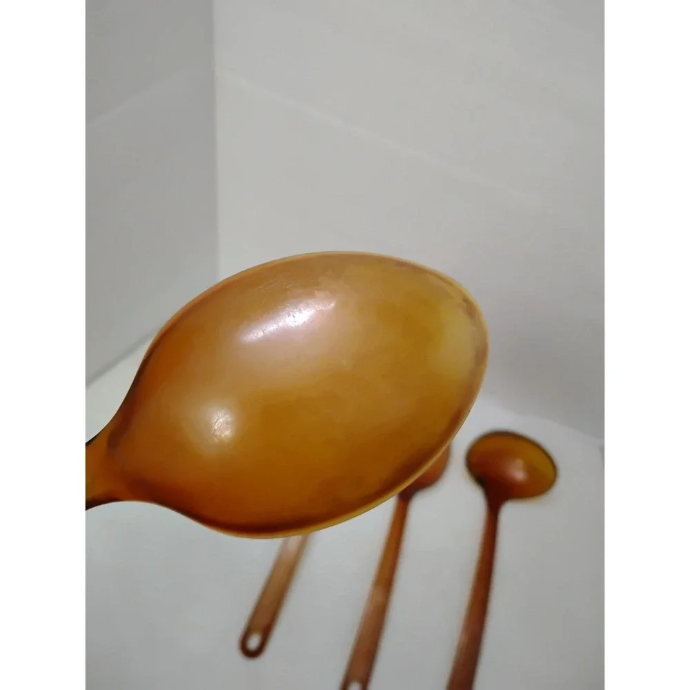 Lot of 4 Vintage Ultratemp Translucent Amber Cooking Utensils Robinson Knife Co